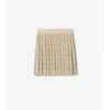 Pleated Check Wool Blend Skirt