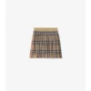 Pleated Check Wool Blend Skirt