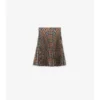 Pleated Check Wool Blend Skirt