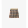 Pleated Check Wool Blend Skirt
