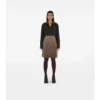 Pleated Check Wool Blend Skirt