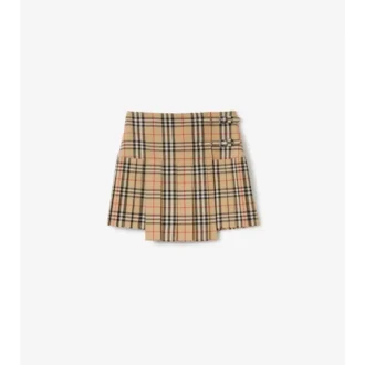 Pleated Check Wool Mini Kilt