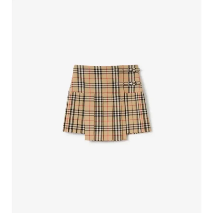 Pleated Check Wool Mini Kilt