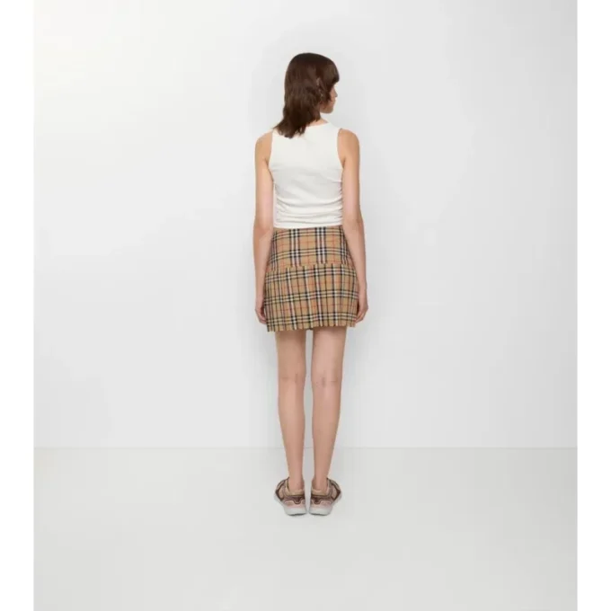 Pleated Check Wool Mini Kilt