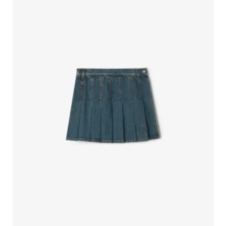 Pleated Denim Mini Skirt