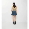 Pleated Denim Mini Skirt