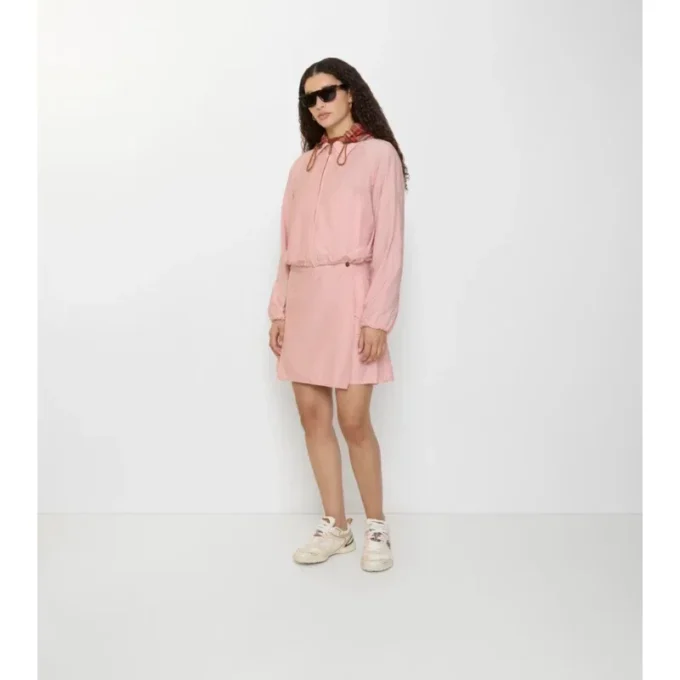Pleated Stretch Nylon Mini Skirt