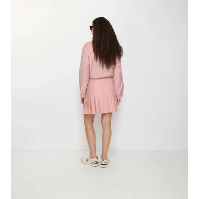 Pleated Stretch Nylon Mini Skirt