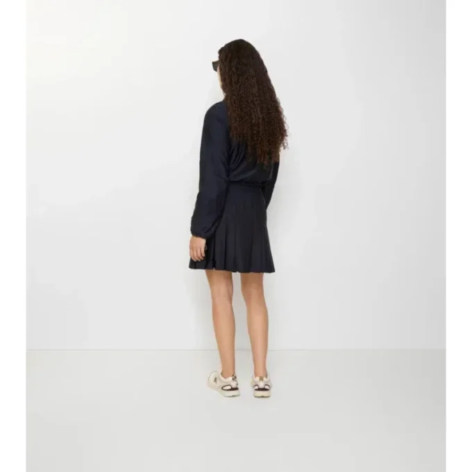 Pleated Stretch Nylon Mini Skirt