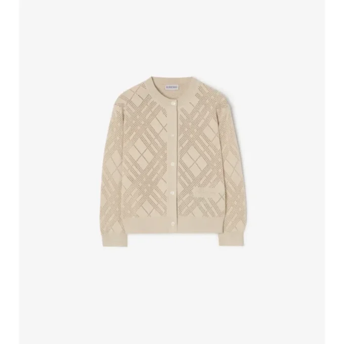 Pointelle Knit Cotton Cardigan