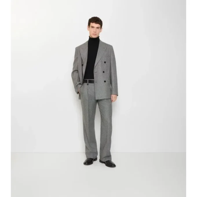 Puppytooth Check Wool Tailored Trousers