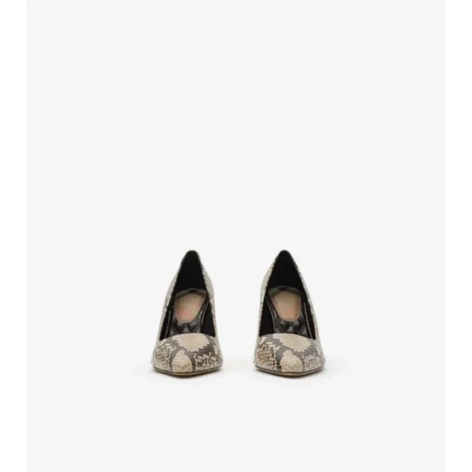 Python-Print Leather Dame High Pumps 