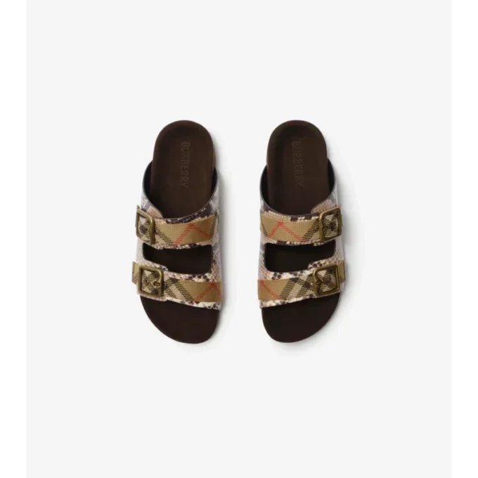 Python-Print Leather Urchin Sandals 