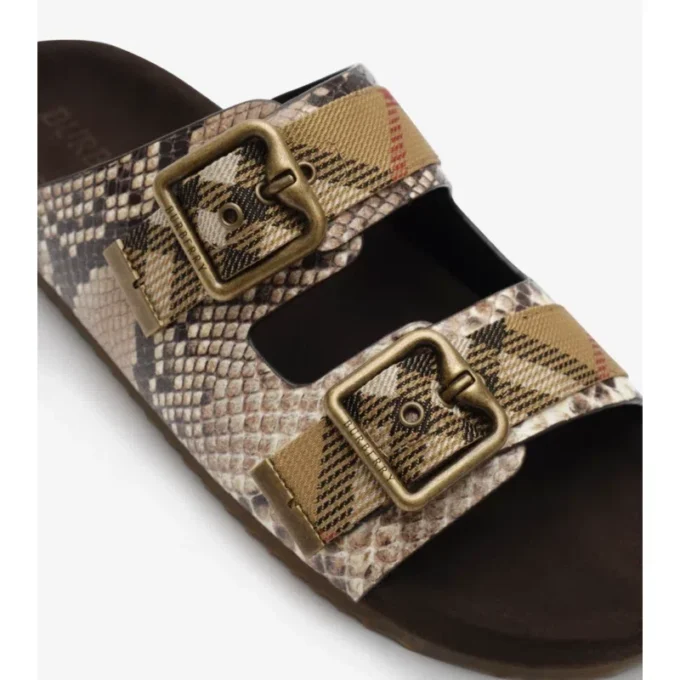 Python-Print Leather Urchin Sandals 