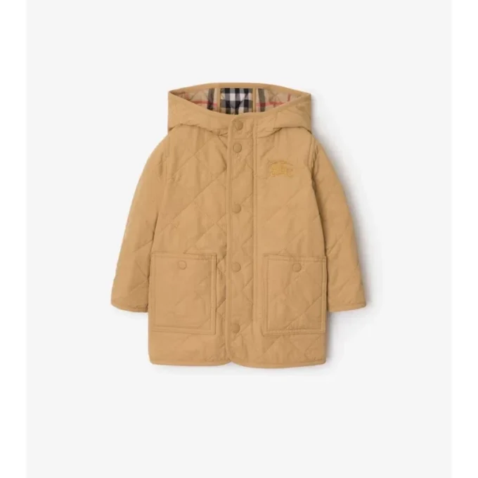 Quilted Nylon Hooded Coat