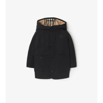 Quilted Nylon Hooded Coat