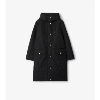 Quilted Nylon Hooded Coat