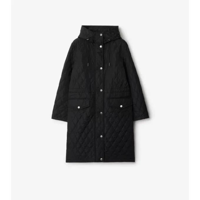Quilted Nylon Hooded Coat