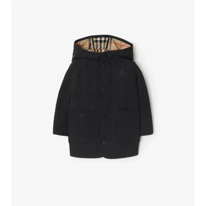 Quilted Nylon Hooded Coat
