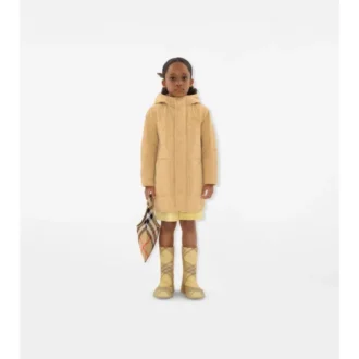 Quilted Nylon Hooded Coat