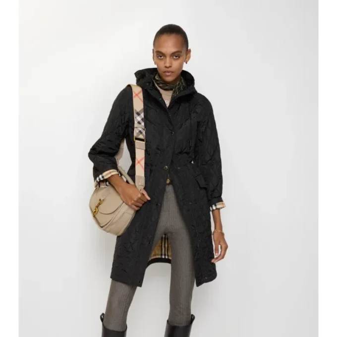 Quilted Nylon Hooded Coat