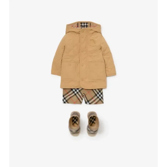 Quilted Nylon Hooded Coat