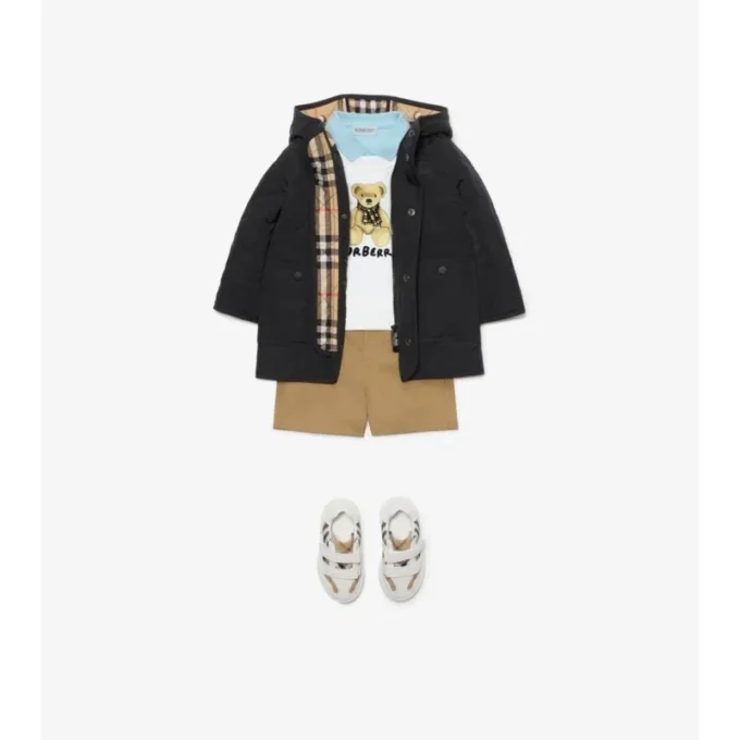 Quilted Nylon Hooded Coat