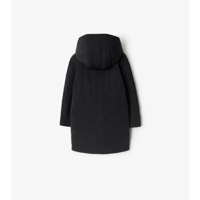 Quilted Nylon Hooded Coat