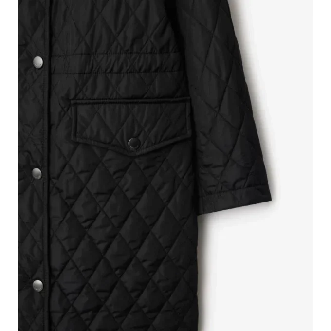 Quilted Nylon Hooded Coat
