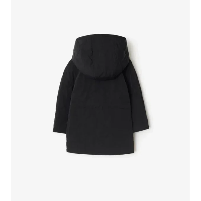 Quilted Nylon Hooded Coat