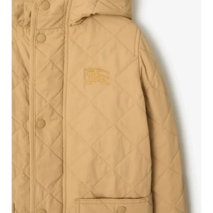 Quilted Nylon Hooded Coat