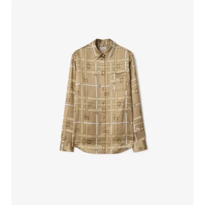 Regular Fit Belt Check Viscose Shirt