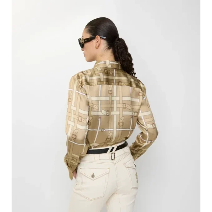 Regular Fit Belt Check Viscose Shirt