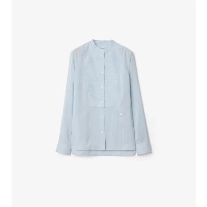 Relaxed Fit Striped Silk Poplin Shirt