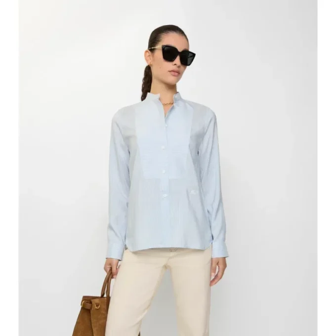 Relaxed Fit Striped Silk Poplin Shirt
