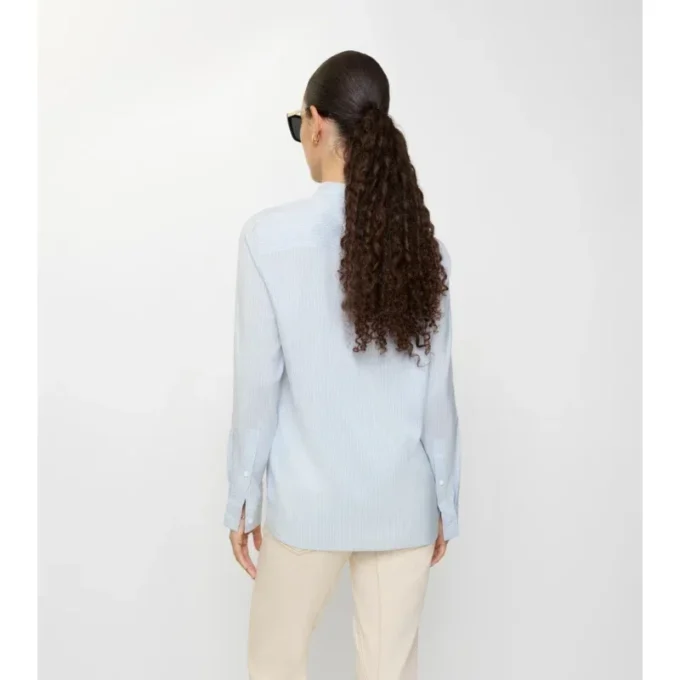 Relaxed Fit Striped Silk Poplin Shirt