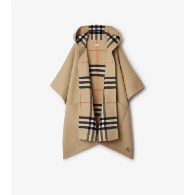 Reversible Check Cashmere Cape