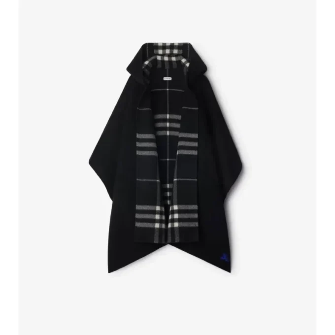 Reversible Check Cashmere Cape