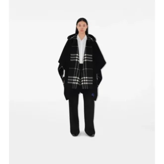 Reversible Check Cashmere Cape