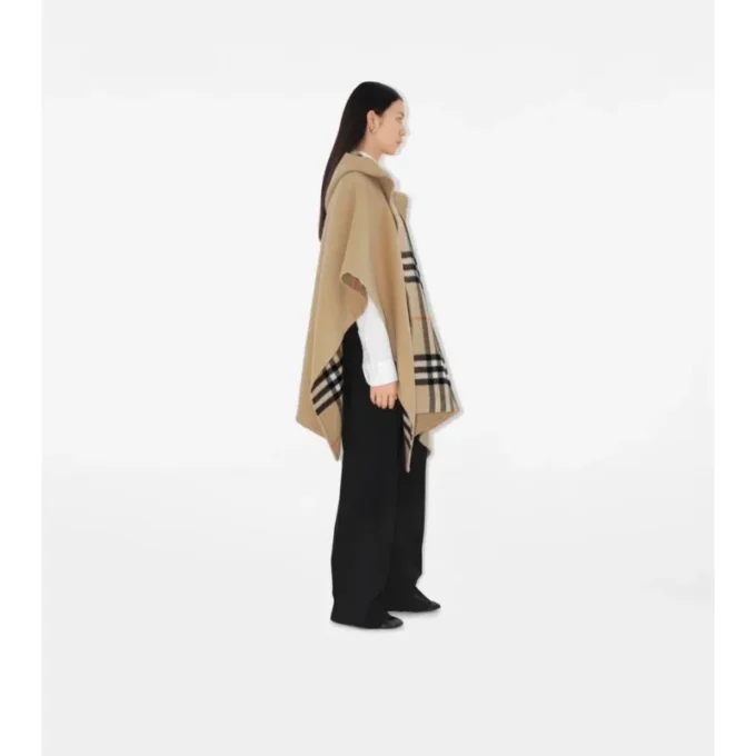 Reversible Check Cashmere Cape