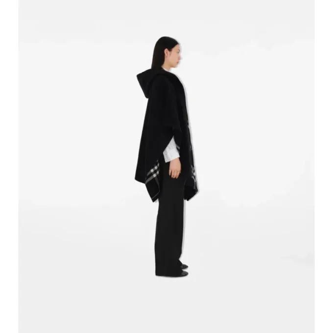 Reversible Check Cashmere Cape