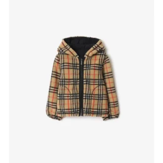 Reversible Check Fleece Hooded Jacket