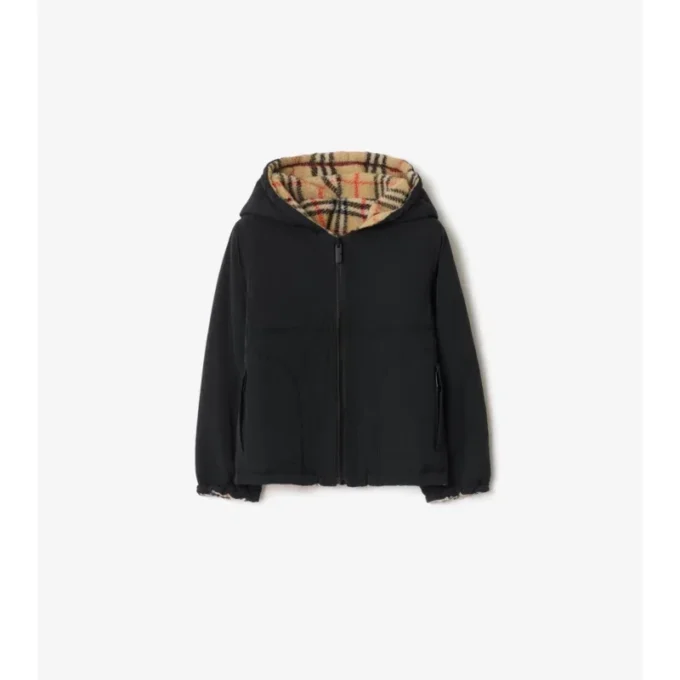 Reversible Check Fleece Hooded Jacket