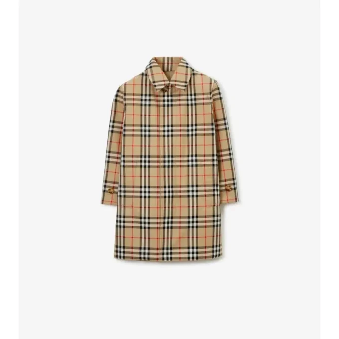 Reversible Check Gabardine Car Coat