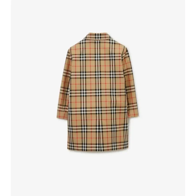 Reversible Check Gabardine Car Coat