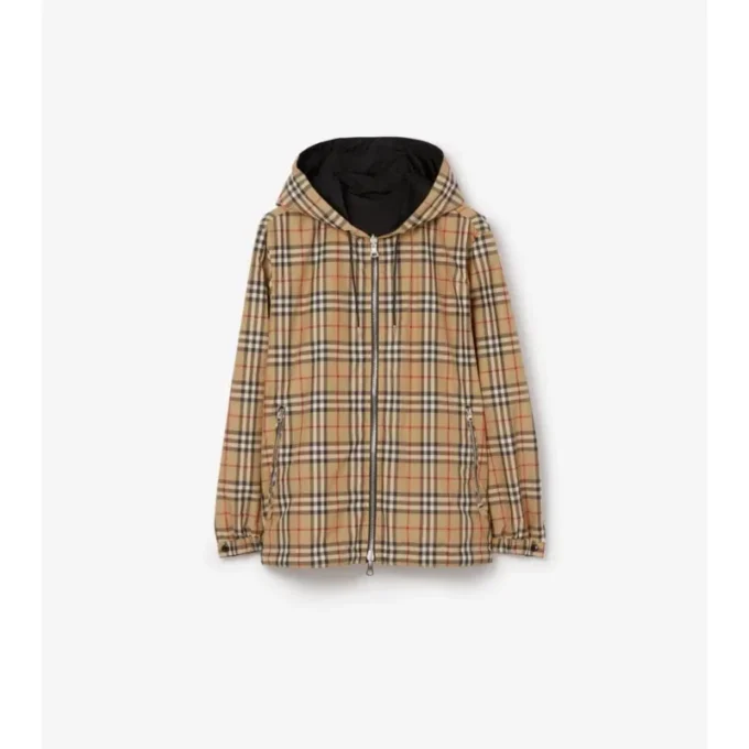 Reversible Check Hooded Jacket