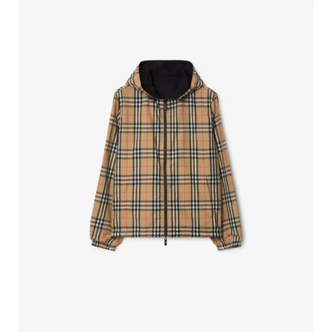 Reversible Check Hooded Jacket
