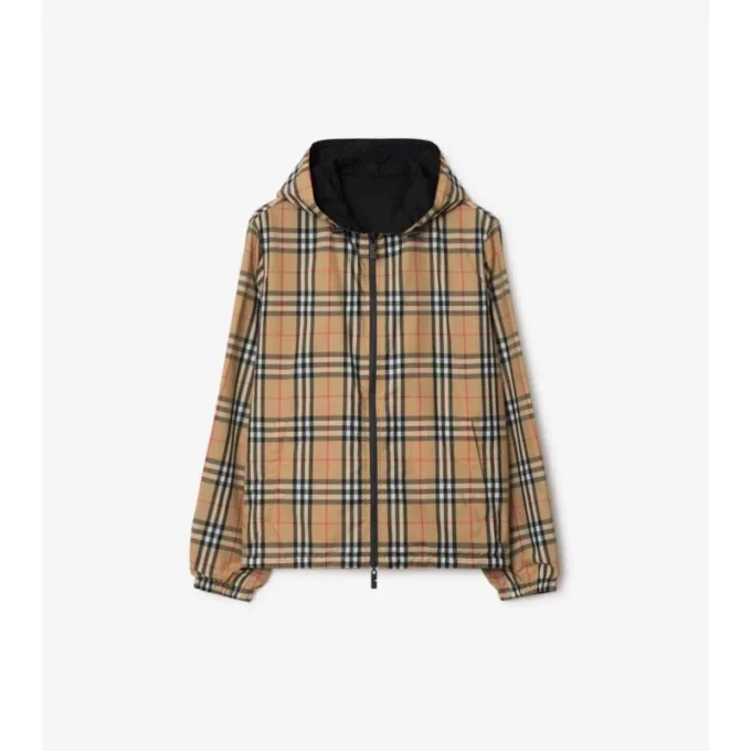 Reversible Check Hooded Jacket