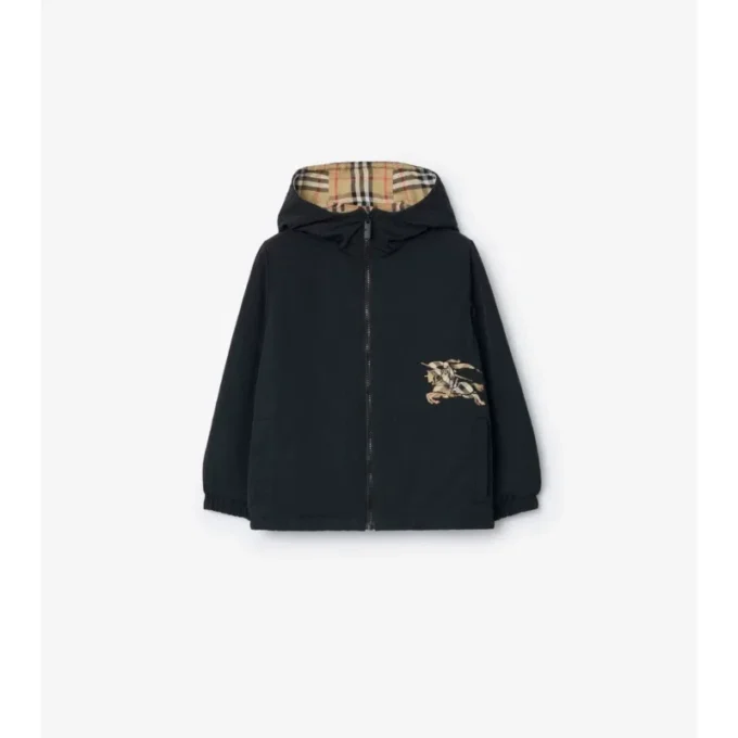 Reversible Check Hooded Jacket
