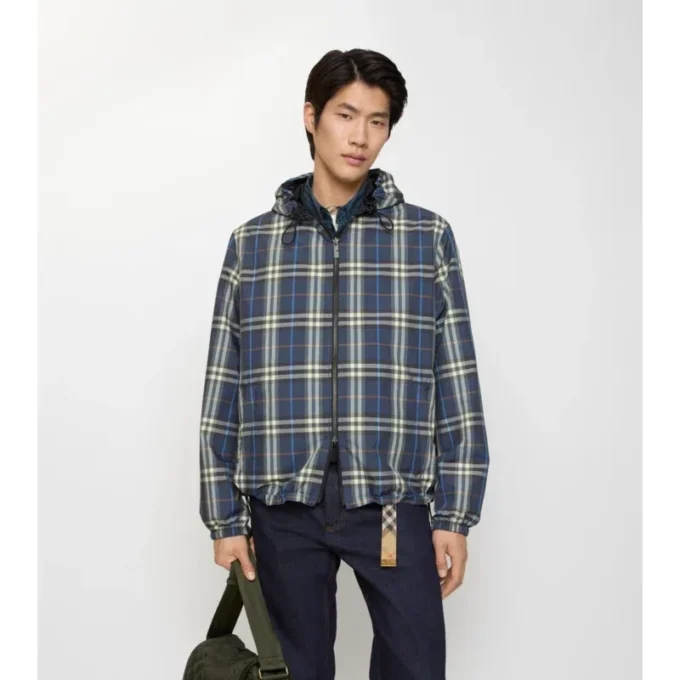 Reversible Check Hooded Jacket
